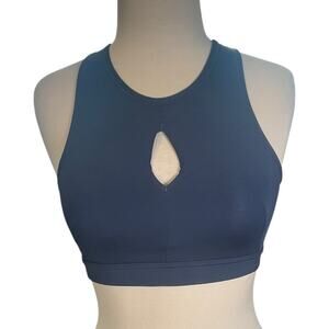 Nike Sports Bra Medium Blue High Neck Cutout Back Dri Fit Yoga Gym Athletic